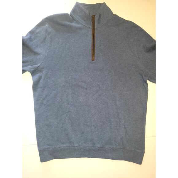 Jos A Bank Reserve Men's Large Blue 1/4 Zip Long Sleeve Cotton Sweater - Picture 7 of 11
